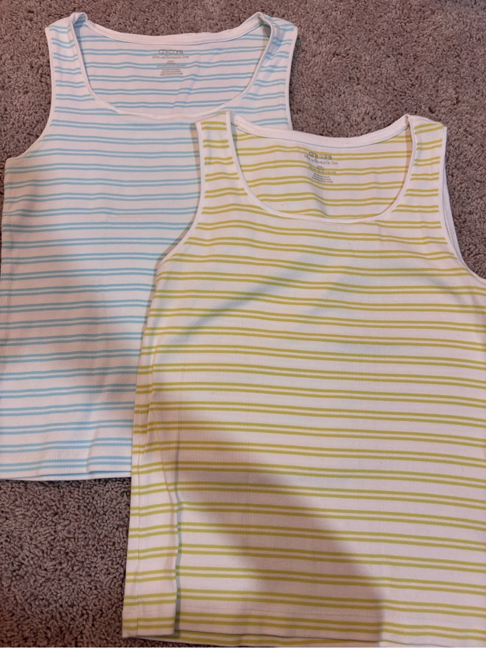 Chico's Kids' Stripe Tank Tops - Light Blue & Lime Green